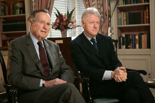 Presidents Bush and Clinton in 2005